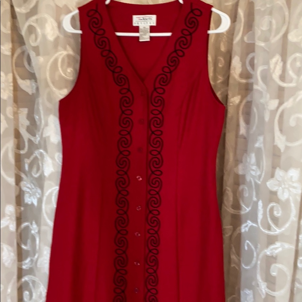 Talbots red sleeveless wool dress 6P